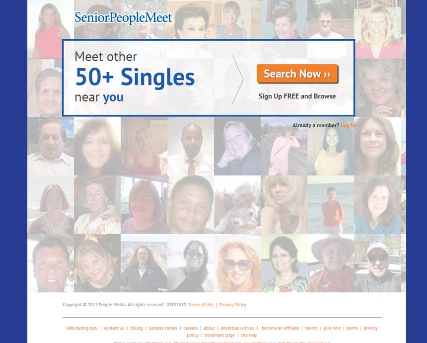 SeniorPeopleMeet homepage.