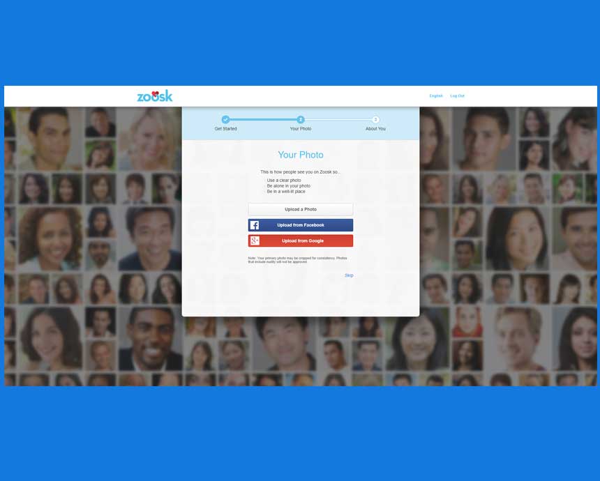 Zoosk signup process.