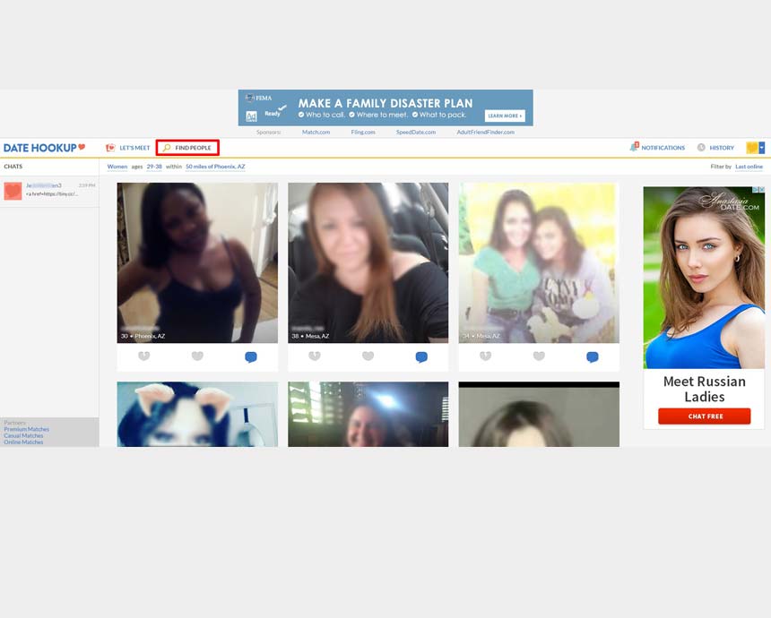 Datehookup.com’s search function via the “Find People” menu