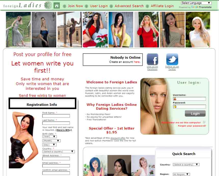 ForeignLadies.com website homepage