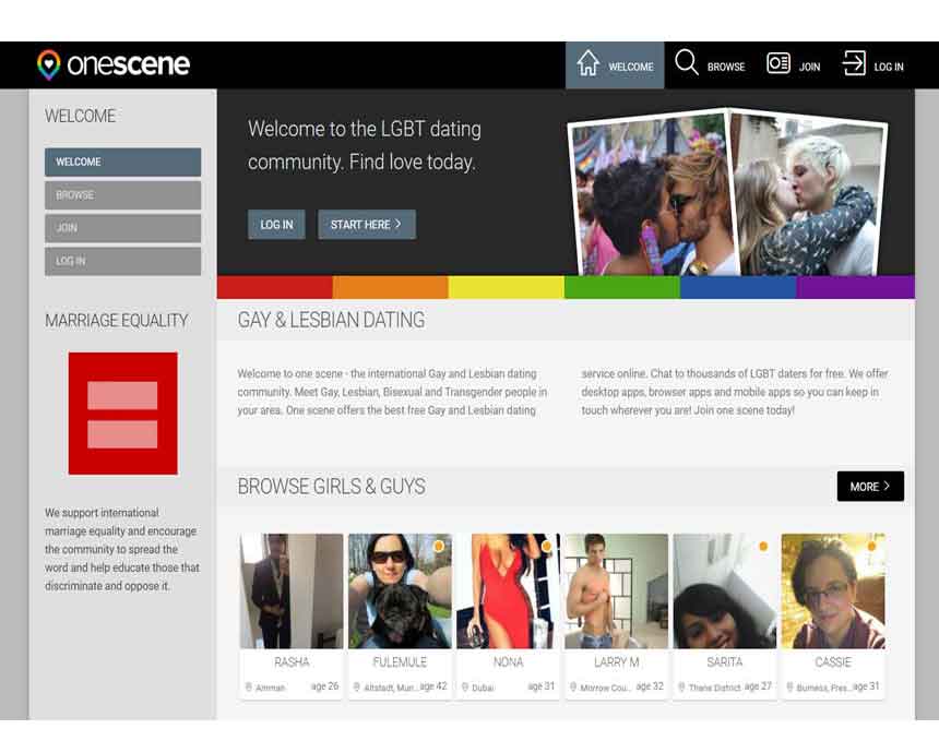 OneScene’s opening page.