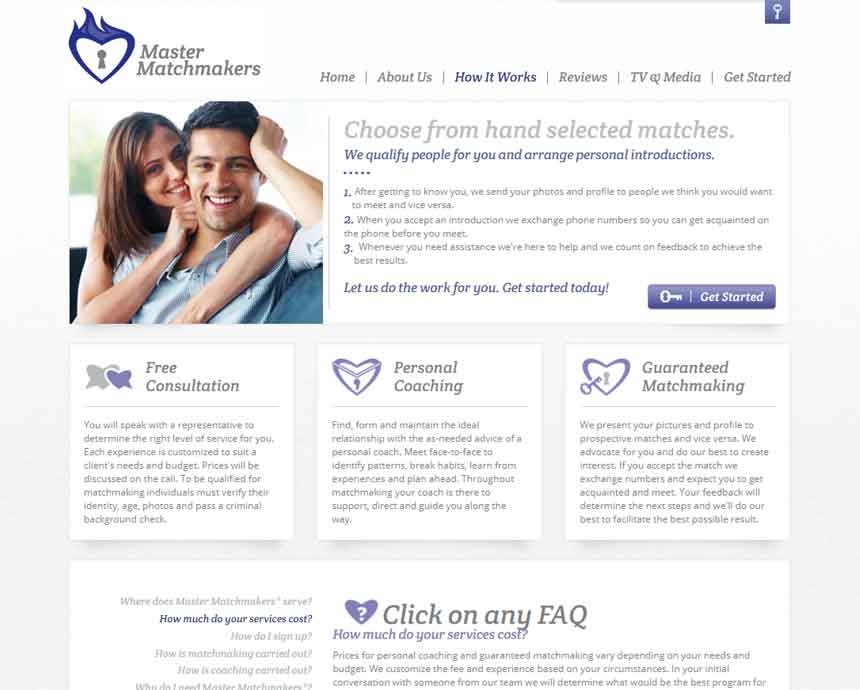 Mastermatchmakers.com website homepage