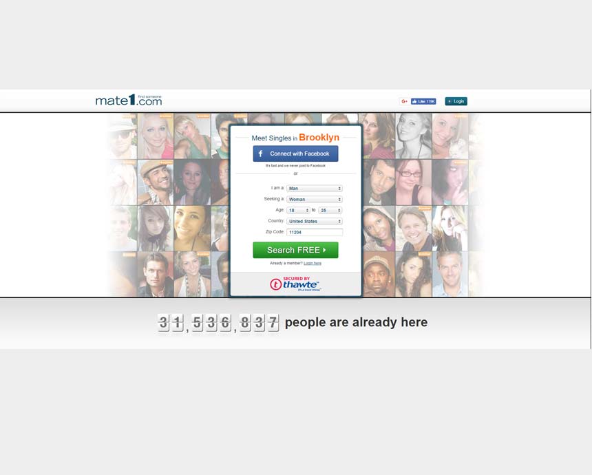 Mate1.com’s homepage