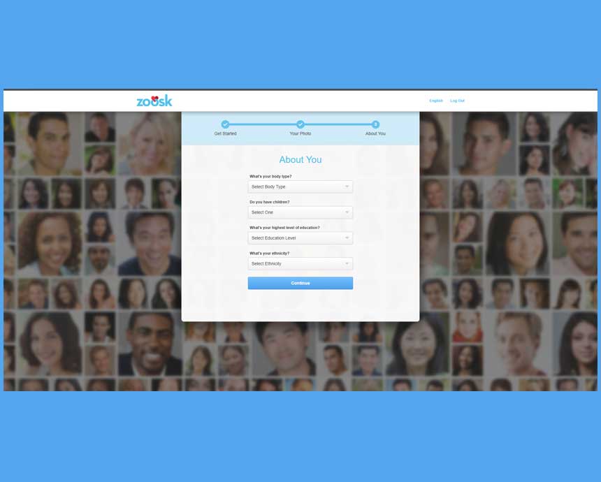 Zoosk signup process.